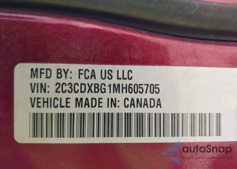 2021 Dodge Charger Sxt Rwd из США, поврежденный, VIN 2C3CDXBG1MH605705